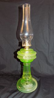 URANIUM BLOWN GLASS OIL LAMP