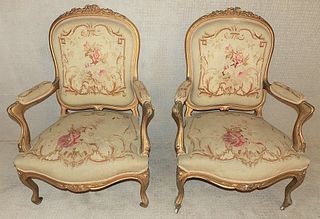 PAIR ANTIQUE FRENCH ARMCHAIRS