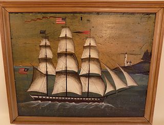 OIL PAINTING OF AMERICAN SHIP