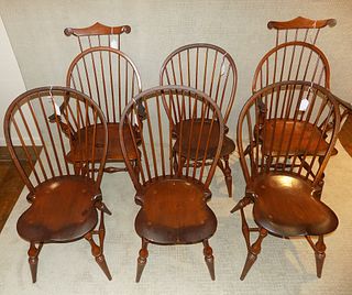 6 WINDSOR CHAIRS SIGNED D.R. DIMES