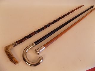 3 SILVER MOUNTED CANES