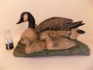 LARGE GEESE WOOD CARVING