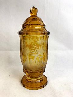Bohemian amber goblet and cover