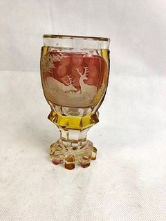 Bohemian pink and amber goblet