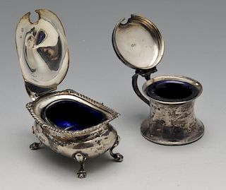 A Victorian silver open salt of cauldron shape with beaded rim above engraved floral swags, missing