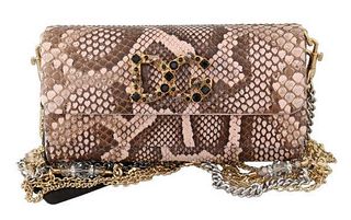 Brown Snakeskin Crystal Clutch Borse Leather DORINA Bag