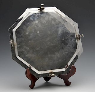 A 1930's silver salver, the octagonal body with central presentation inscription, rising to the Celt