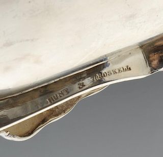 A mid-Victorian silver pen tray by John Samuel Hunt, (Hunt & Roskell), having leaf ends and scrollin