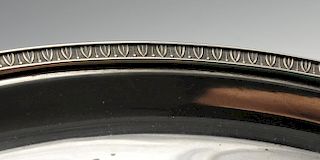 A large Italian silver tray, of plain circular form having formal leaf border to rim. Marked 800 bes