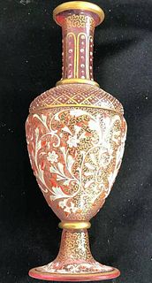 IMPORTANT MOSER VASE WITH HEAVY ENAMELED AND GOLD