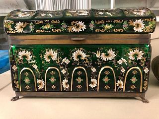 MAGNIFICENT PAIR OF LARGE OVERLAY ENAMELLED CASKET