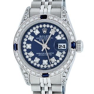 Rolex Ladies Datejust Watch SS/18K White Gold Blue