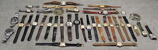 WATCHES. Large Grouping of Men's Wrist Watches.