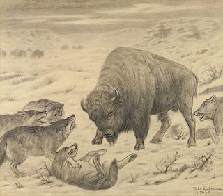 Robert Lindneux | 1871 - 1970 | Buffalo & Wolves