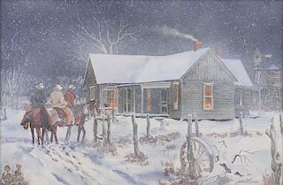 Jodie Boren | b. 1926 | Winter Ranch Scene