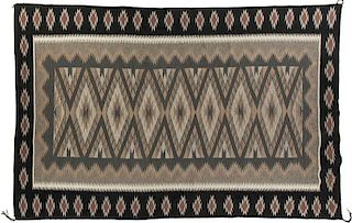 Unknown Maker  | Navajo Rug (black, grey, cream and mauve geometric contemporary)