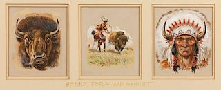 Byron Wolfe | 1904 - 1973 CAA | Horns for a War Bonnet (set of 3 images)