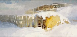 William Sharer | b. 1934 | Haystack in Snow