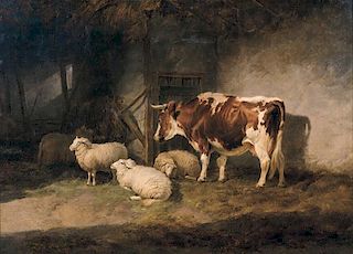 Thomas Sidney Cooper | 1803-1902 | Cattle and Sheep in a Byre