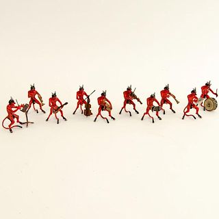 Early 20th Century Bergmann Cold Painted Vienna Bronze 10 Piece Miniature Satyr/Devil Orchestra.