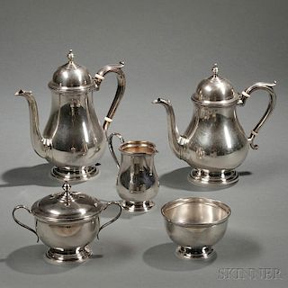 Five-piece Watson Exemplar   Pattern Sterling Silver   Tea and Coffee Service