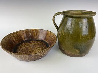 Redware Pitcher and Pan