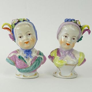 Pair Antique Meissen Porcelain KINDERKOPF" Children's Heads.