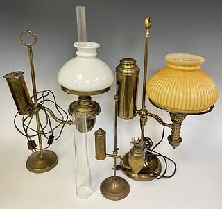 Three Brass Student Lamps