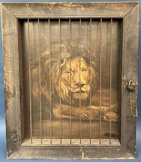 Lion in Cage Painting