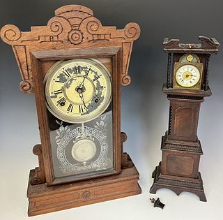 Victorian Mantel Clock and Miniature Tall Clock