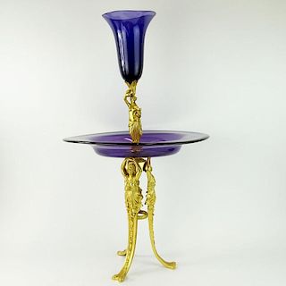 Large French Gilt Bronze and Amethyst Epergne.