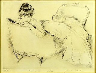 Paul César Helleu, French Drypoint Etching "Portrait of a Girl"