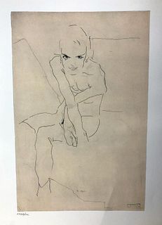 Egon Schiele (After) - Sitting Girl