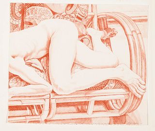 Philip Pearlstein - Nude on a Bamboo Sofa