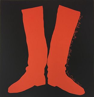 Jim Dine - Two Red Boots on a Black Ground