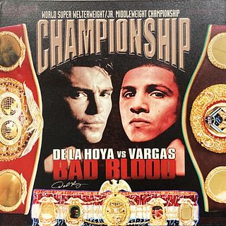 Steve Kaufman - Autographed De La Hoya VS Vargas Bad