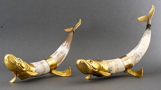 Hauy Pouigo Italian Modern Horn Fish Sculptures