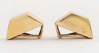 Mid-Century Modern 14K Gold Geometric Ear Clips