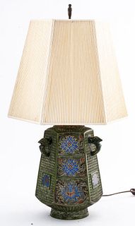 James Mont Manner Japanese Champleve Table Lamp