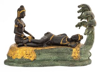 Vishnu Resting on Shesha Bronze Sculpture