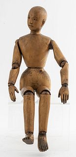 French Articulated Carved Wood Artist Mannequin