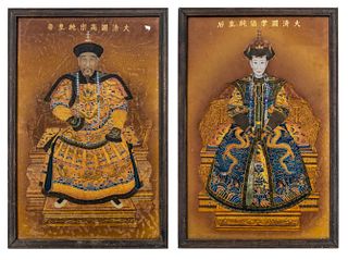 Chinese Verre Eglomise Ancestral Portraits, Pr