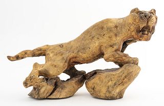 Asian Root Wood Carved Tiger