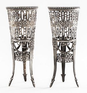 German Silver Pierced Vases, 2