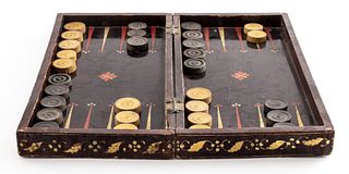Hand-Painted Wooden Backgammon Game Board