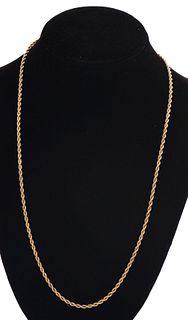 Vintage 14K Yellow Gold Rope Chain Necklace