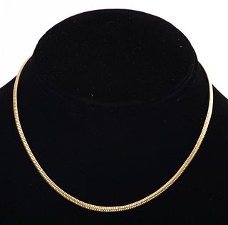 10K Yellow Gold Snake Style Chain Choker Necklace