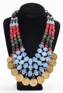 Masha Archer Glass & Coin Tribal Necklace