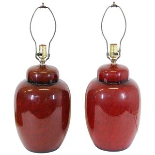 Asian Ginger Jar Ceramic table Lamps, Pr