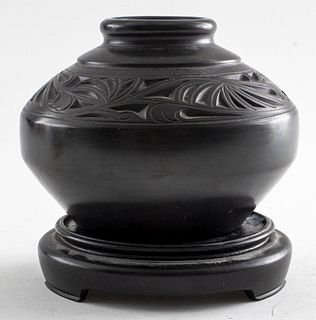Japanese Blackware Ceramic Jar